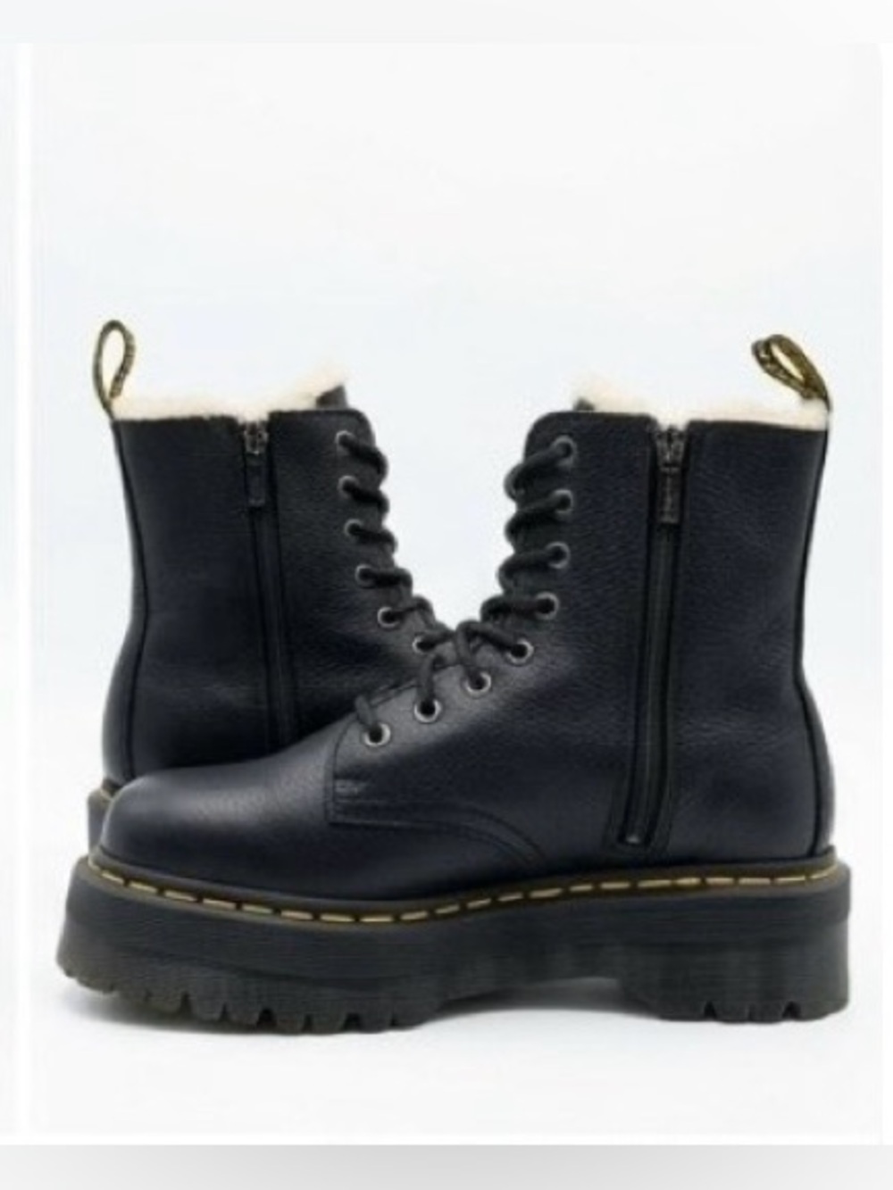 Dr. Martens Jadon FL Faux Fur Lined Pisa Leather Platform Boots - Size 6 - Picture 8 of 10